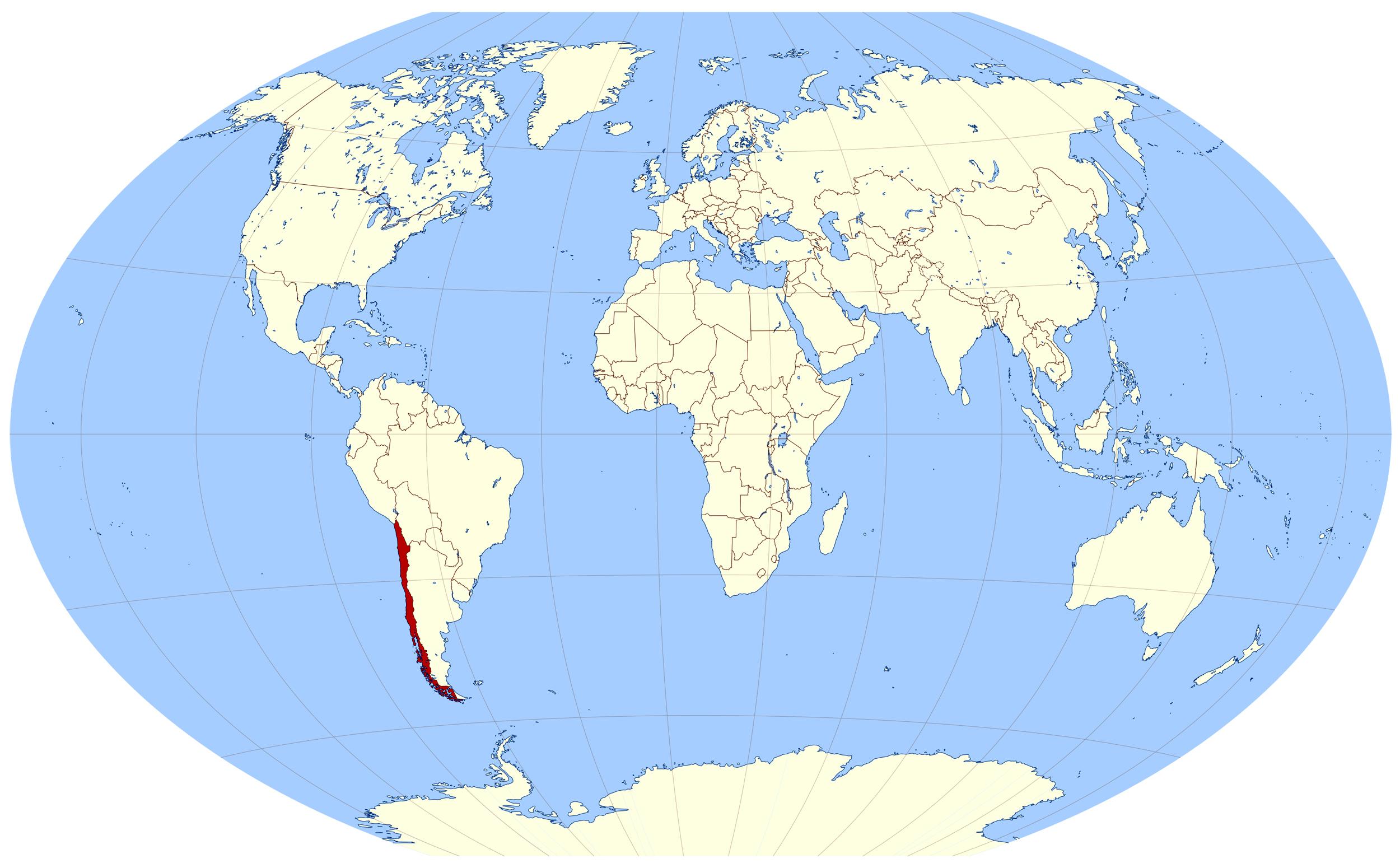 チリの世界地図世界の地図を示すチリ 南米 ア