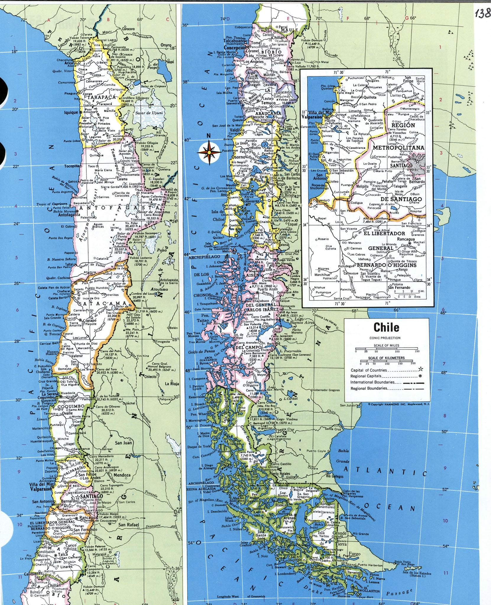 詳しい地図のチリ地図の詳細なチリ 南米 ア
