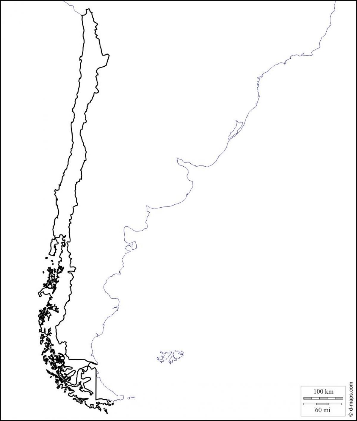 チリの白地図 空のチリの地図 南米 ア