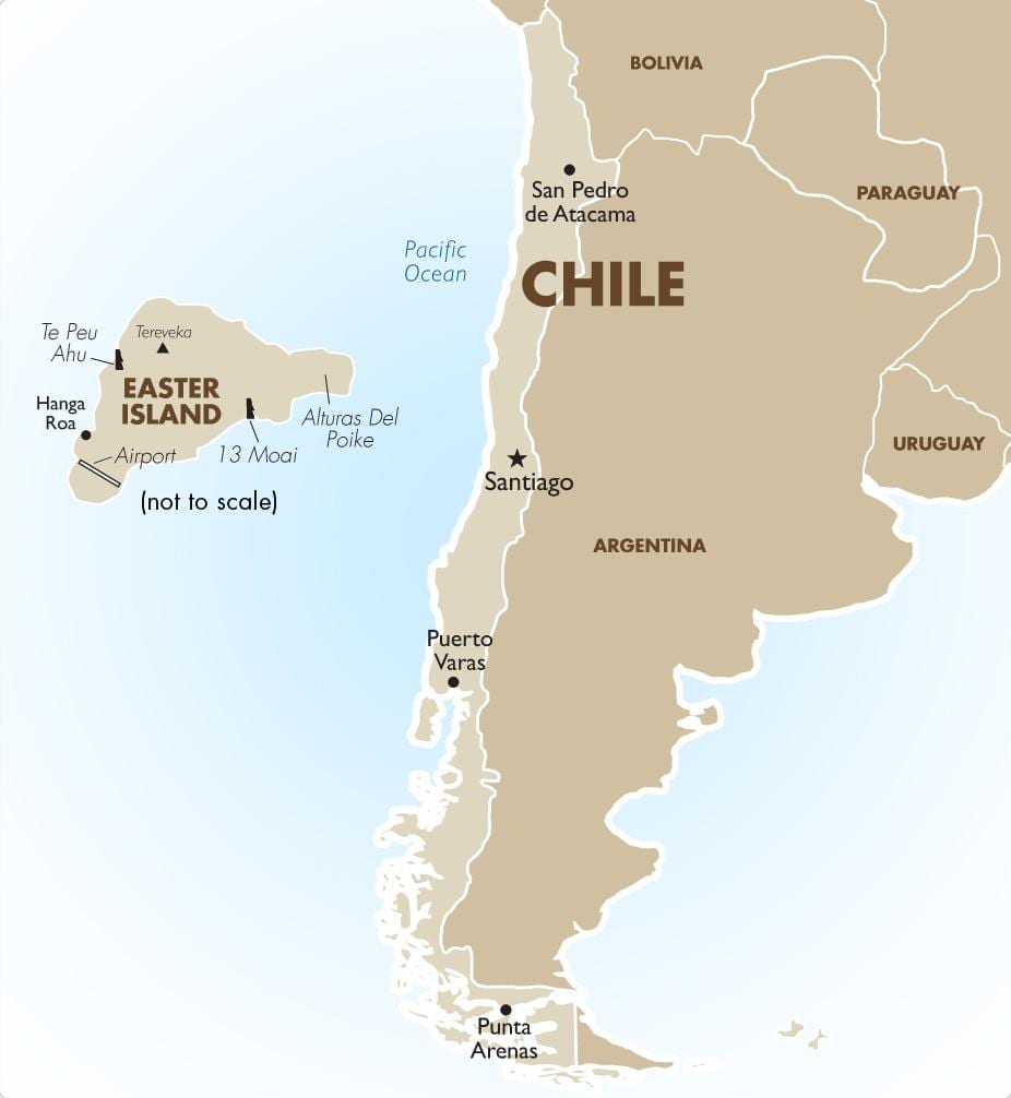 地図のチリを含むイースター島