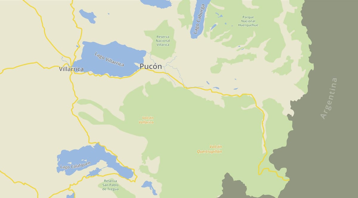 地図puconチリ