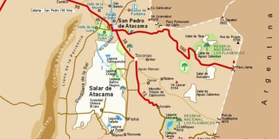 地図のチリのアタカマ