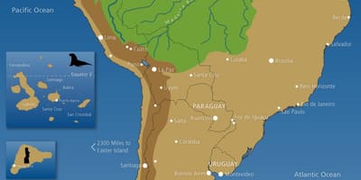 地図のチリのアンデス山脈