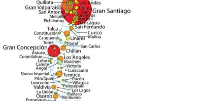 チリの人口密度の地図