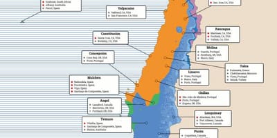 地図のチリの気候