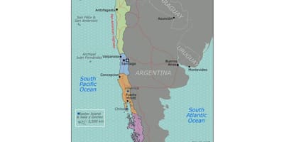 地図のバルディビア-チリ