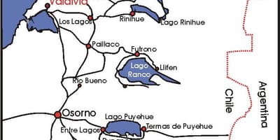 地図のレイクディストリクト地区チリ